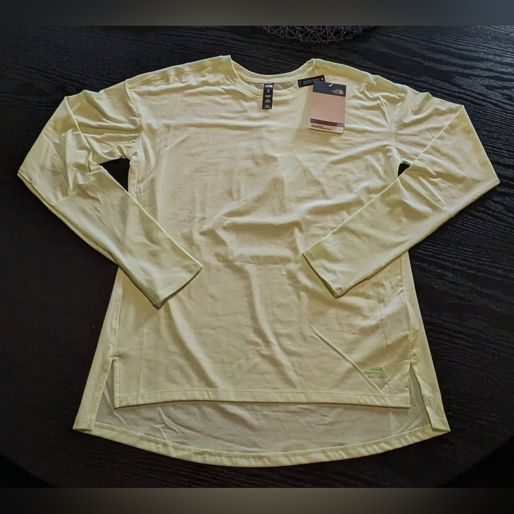 THE NORTH FACE women Long Sleeve Actiwear Top Shirt lime Green Sz M Running New - Picture 10 of 13
